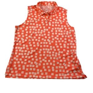 Womens Nike DRI-FIT Sleeveless Grid Print Golf Tennis Polo Size XL
